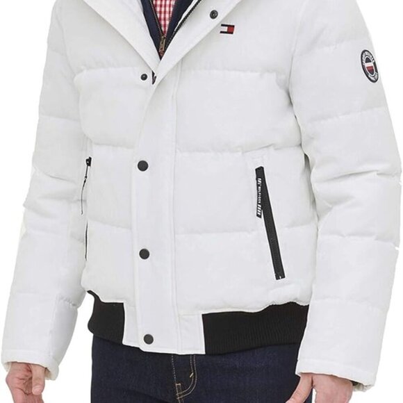 Tommy Hilfiger White Quilted Snorkel Bomber Parka Jacket M Streetwear winter - Picture 4 of 10